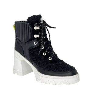 Sorel Brex Cozy Boot Size 7.5 Leather & Faux Shearling Block Chunky Heel New NWT